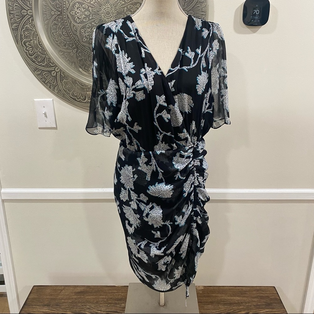 DIANE VON FURSTENBERG  Kelda Ruched Floral-Print Silk-Georgette Dress